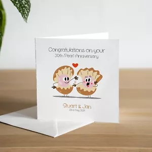 Tarjeta de aniversario de boda 30 perlas personalizada esposo esposa pareja - Imagen 1 de 2