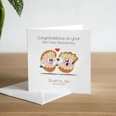 MARVELLO Personalised Handmade 30th Pearl Wedding Anniversary Card Husband Wife Couple