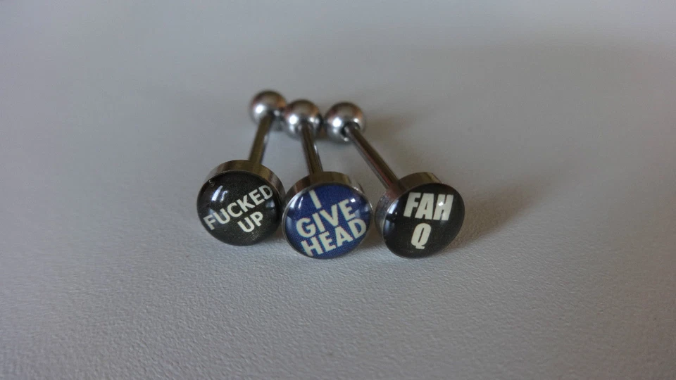 Conjunto De Lenguas 3 X LOGO Fucked Up I Give Head FAH Q Motivo 7mm Varilla 16mm - Imagen 1 de 1
