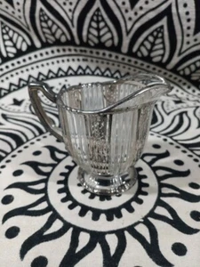 Crema in vetro trasparente con sovrapposizione argento metallizzato salsa sciroppo art deco - Foto 1 di 4