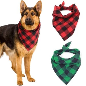 Dog Bandanas 2 Pack Classic Triangle Plaid Dog Scarf Bow Tiess Stylish Plaid ... - Picture 1 of 9