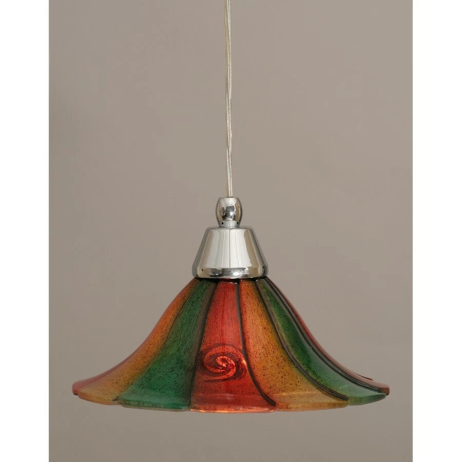Toltec Lighting Cord Mini Pendant, Chrome, 10' Mardi Gras Glass - 22-CH-763 - Image 1 of 1