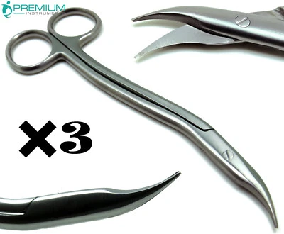 3× New Heath Scissors S-Shaped 6" Curved Working End 1.5" Surgical Instruments - Image 1 of 4