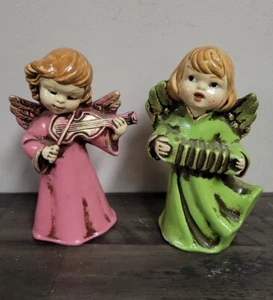 2 Made in Japan Paper Mache Christmas Plaster Angels - Picture 1 of 7