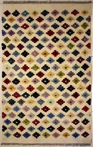 Alfombra de área blanca Rugstc 3x5 Senneh Gabbeh, tinte vegetal, anudada a mano, pila de lana - Imagen 1 de 5