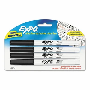 EXPO Low-Odor Dry-Erase Marker Ultra Fine Point Black 4/Pack 1871774