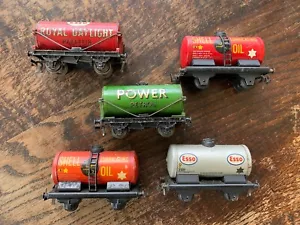 5x lot Vintage Hornby Meccano Tank Wagons Power, Shell, Freight Model Railway - Picture 1 of 12