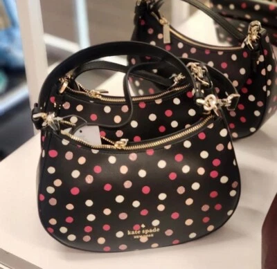 Bolso Bandolera Pequeño Kate Spade Staci Brillo Lunares Media Luna Negro Foto 1 de 4