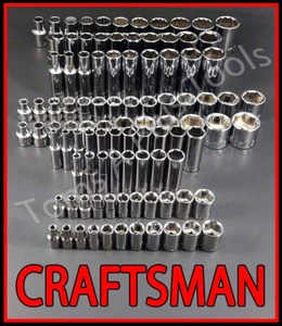 CRAFTSMAN HAND TOOLS 107pc 1/4 3/8 1/2 SAE METRIC MM Ratchet Wrench Socket Set - Picture 1 of 5