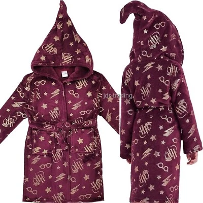 OFFICIAL HARRY POTTER Boys Girls Kids FLEECE HOODED DRESSING GOWN Robe 7-13 yrs