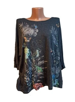 Desigual  women's  blouse size XL gray multi floral - Image 1 of 4