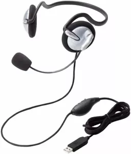 Elecom Headset Microphone PS4 Compatible USB Double Ear Neckband 1.8m HS-NB05USV - Picture 1 of 9