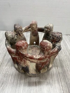 Dancer or Circle of Friends Hecho En Mexico Clay Ceramic Candle Cast Shadow nice - Picture 1 of 12