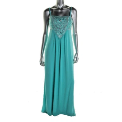 Sue Wong ~ Aqua Chiffon Embellished Heart Bodice Empire Formal Gown 6 NEW  - Image 1 of 4