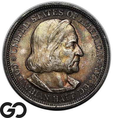 1893 Columbian Commemorative Half Dollar, Color! - Image 1 of 3