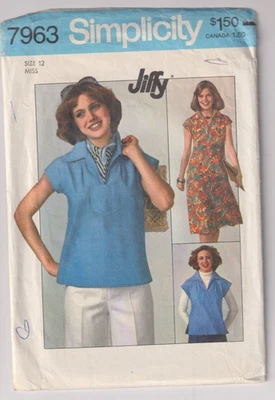 7963 SIMPLICITY Jiffy c.1977 - TOP & FALDA - Talla 12 B 34" Foto 1 de 2