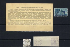 TEXAS- STATE-. POST OFFICE DEPARTMENT STAMPS   1945  TO WILMERDING- PA- U.S. - Picture 1 of 2