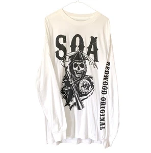 Sons of Anarchy Reaper White Long Sleeve T Shirt Size Large Licensed Bikercore - Picture 1 of 11