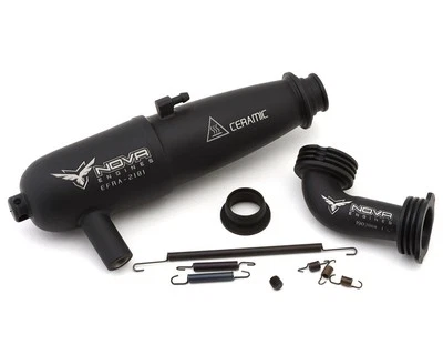 Tubo afinado Nova Engines Kombo On-Road recubierto de cerámica negro con colector Foto 1 de 2