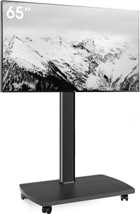 AOKCOS Mobile TV Stand on Wheels with Wooden Base for 32-65 inch TVs, TV Floor S - Picture 1 of 8