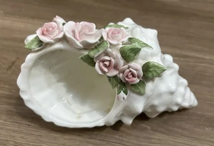 Porcelain Conch Shell With Flowers Pot Pourri Victoria Design St Michael - Picture 1 of 8