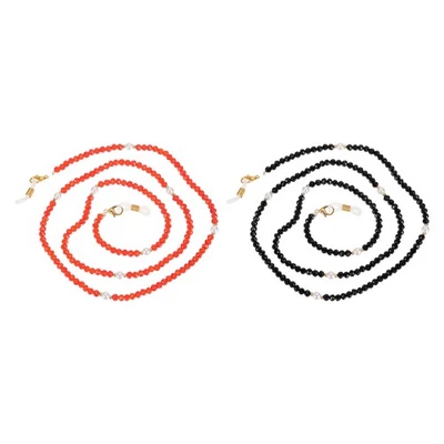 2 Pezzi Cordino per Occhiali da Sole in Cristallo con Perline, Nero/Rosso Scuro - Immagine 1 di 4