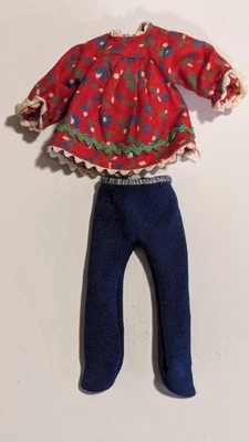 Vestido Tutti Mattel Vintage Cuerda Saltando Rojo Con Flores Azules Borde Blanco #3604 Foto 1 de 4