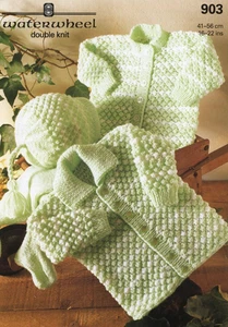 Knitting Pattern: Waterwheel Double Knit, Jacket, leggins & hat 41-56cms - Picture 1 of 1