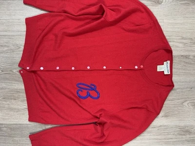 Cárdigan suéter vintage Pendleton 100 % cachemir rojo botón delantero talla grande Foto 1 de 4