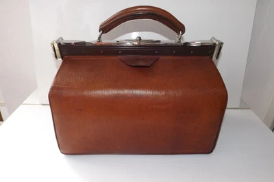 Antique Leder Piloten Tasche Koffer Arzt, Doktortasche Hebamme Leder um 1900 - Bild 1 von 4