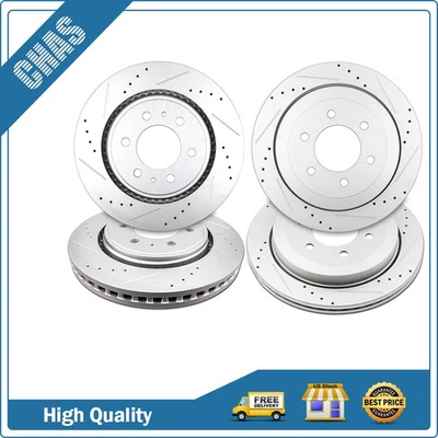 Front Rear Drilled & Slotted Brake Rotors For 2007-2018 Ford Expedition Lincoln Foto 1 de 4