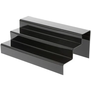 Plymor Negro Acrílico 3 Pasos Escaleras de Exhibición Traseras Sólidas, 6" H x 16" W x 9.5" D - Imagen 1 de 1