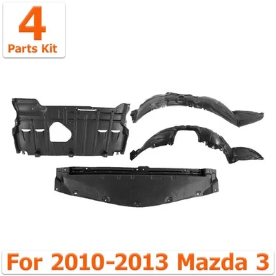 Front + Rear Engine Splash Shield Undercover + Fender Liners For 2010-13 Mazda 3 Foto 1 de 4