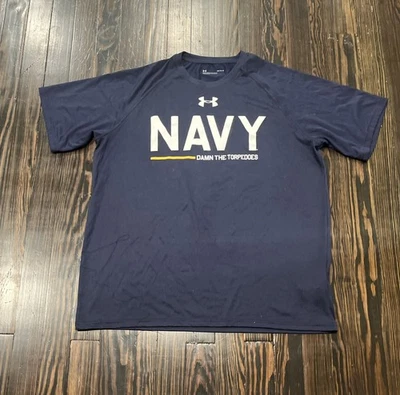 Under Armour Navy Midshipmen T Shirt Men’s Large Blue Polyester  - Image 1 of 4