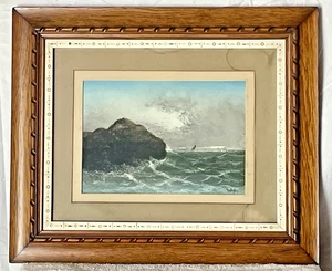 PINTURA ACUARELA FIRMADA NICHOLS OCÉANO TORMENTA VELERO PAISAJE MARINO NÁUTICO 7x10" - Imagen 1 de 24