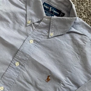 Ralph Lauren Blake Mens Short Sleeve Button Down Shirt Light Blue S 22" x 30" - Picture 1 of 5