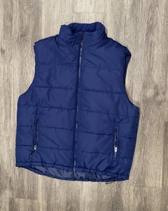 Outdoor Life Puffer Vest Men's Medium Navy Blue Full Zip Pockets Gorpcore Lined - Picture 1 of 7