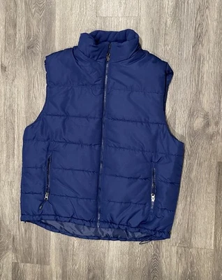 Outdoor Life Puffer Vest Men's Medium Navy Blue Full Zip Pockets Gorpcore Lined - Image 1 of 4