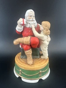Vtg Santa Porcelain MUSIC BOX Berman Anderson Wish You a Merry Christmas - Picture 1 of 6