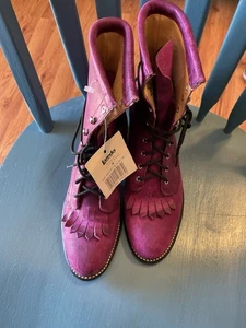 Laredo Vintage Western Purple Lace Up Fringe Boots Women’s Size 6.5 61/2 NWT - Picture 1 of 4