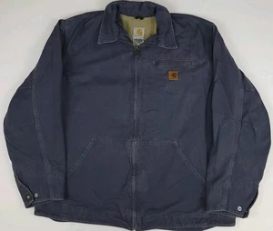 Giacca da lavoro leggera Carhartt vintage foderata blu vintage Y2k anni 90 utility workwear indossata - Foto 1 di 7