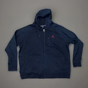 VTG Y2K Black Air Jordan Zip Up Hoodie Red Logo Men’s Size 4XL - Picture 1 of 9