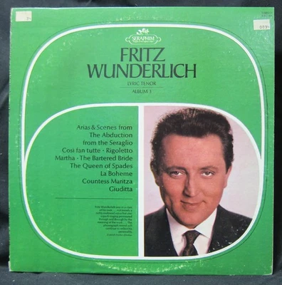Fritz Wunderlich Lyric Tenor - Album 3 - Seraphim LP - Image 1 of 3