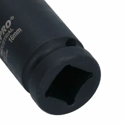 AB TOOLS 16mm Extra Deep Long Metric MM Impact Socket 1/2" Drive 6 Sided Single Hex