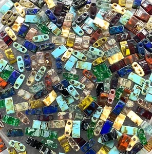 Half Tila mix color Bead Two Hole Japanese Miyuki Seed Beads-10grams - Picture 1 of 3