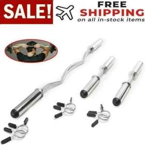 Marcy Olympic Hollow Bar Kit Chrome Curl Bar Dumbbell Handles and Spring Collars - Picture 1 of 9