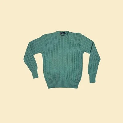 Suéter Polo Ralph Lauren S Algodón Años 90, Suéter Cuello Redondo Verde Espuma de Mar Vintage Foto 1 de 4