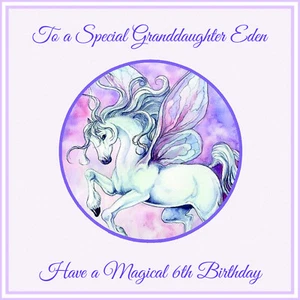 Personalised Handmade Girls Birthday Card Unicorn Daughter Grandaughter any text - Picture 1 of 2