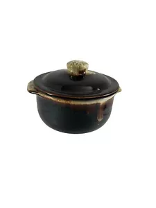 Vintage Pfaltzgraff Individual Casserole Dish Gourmet Drip Glaze Tab Handles Lid - Picture 1 of 7