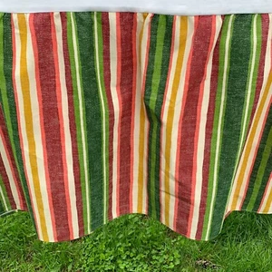 Brand New Thomasville Home Queen Bed Skirt Kahlee Red Green Gold Stripes 60 X80 - Picture 1 of 12